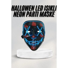 Epilons Mey Ithalat® LED Işıklı Neon Maske Cadılar Bayramı Maskesi Korkunç Korku Maskesi