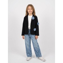 Jena Kız Çocuk Diagonal Ceket 7-14 Yaş Siyah