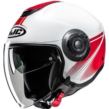 Hjc İ40N Vision Mc1 Yarım Motosiklet Kaskı Beyaz Kırmızı