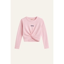 Zeyland Kız Çocuk Nakışlı Önden Büzgülü Sweatshirt 3-12 Yaş Pembe