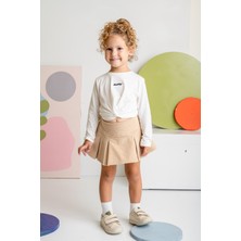 Zeyland Kız Çocuk Nakışlı Önden Büzgülü Sweatshirt 3-12 Yaş Beyaz