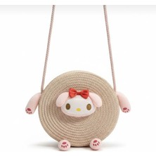 My Melody Melodi Pembe Sevimli Tavşan Hasır Askılı Genç Kız Çocuk Bebek Çanta 20 cm Hediyelik