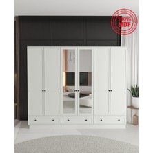 T&B Irmak 6 Kapaklı Çekmeceli Bazalı Gardırop - Tamamı Mdf