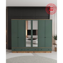 T&B Irmak 6 Kapaklı Çekmeceli Bazalı Gardırop - Tamamı Mdf