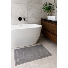 Tekstil Stokları %100 Doğal Pamuk 2 Adet 50X80 Banyo Ayak Havlusu Gri