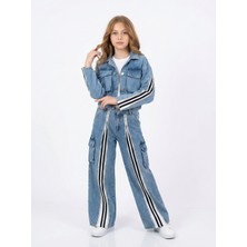 Jena Kız Çocuk Fermuar Detaylı Denim Takım 8-14YAŞ Mavi