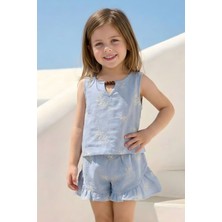Zeyland Kız Çocuk Şortlu Takım 3-12 Yaş Mavi