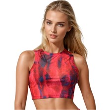 Neptune Marbling Alev Dalgası Crop Bluz