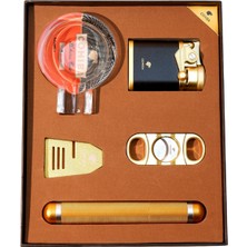 Cohiba Çakmak Kesici Küllük Sehpa Tüp Beşli Gold Puro Seti