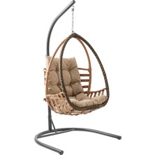 Rehome Malta Tek Kişilik Rattan Bahçe Salıncağı | Açık Kahve