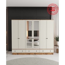 T&B Irmak 6 Kapaklı Çekmeceli Bazalı Gardırop - Tamamı Mdf