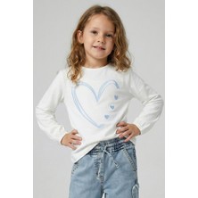 Dmb Kız Çocuk Kalp Baskılı Badi 4-9 Yaş Mavi