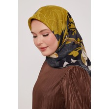 Levidor Royal Eşarp Yaprak Desen Gri Yağyeşili