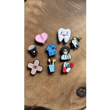 Birikiyedi Jibbitz Terlik Süsü Sağlık Serisi,9 'lu Set ,doktor,ilaç,kahve,kalp