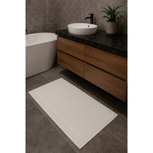 Tekstil Stokları %100 Doğal Pamuk 2 Adet 50X80 Banyo Ayak Havlusu Beyaz
