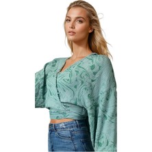 Neptune Marbling Doğanın Döngüsü Crop Bluz