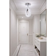 Arel Tekli Plafonyer Modern LED Avize Kristal Görünüm(Beyaz Işık)Enerji Tasarruflu Antre Cafe Hol