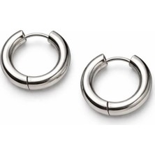 Leo'Stone Çelik 2,5 cm Kararmaz Renk Atmaz Basic Kadın Küpe Gümüş