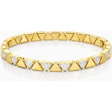 Velora.Co Velora Gold Renk Üçgen Detaylı Zirkon Taşlı Modern Kelepçe Bileklik