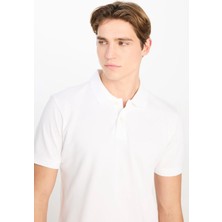 Lee %100 Pamuk Regular Fit Normal Kesim Kırık Beyaz Polo Yaka Tişört
