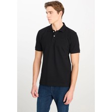 Lee %100 Pamuk Regular Fit Normal Kesim Siyah Polo Yaka Tişört