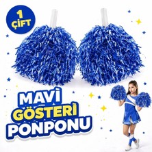 Aydogan's 1 Çift ( 2 Adet ) Mavi Renk 23 Nisan 19 Mayıs 29 Ekim Okul Gösteri Ponponları Ekstra Dolgun