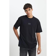 Lee Siyah Erkek T-Shirt L222001001 Bisiklet Yaka Tshirt