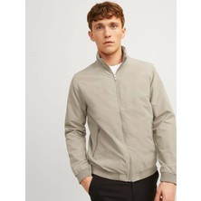 Jack & Jones Dik Yaka Bomber Ceket Krem Rengi  Erkekler İçin Modern Tasarım