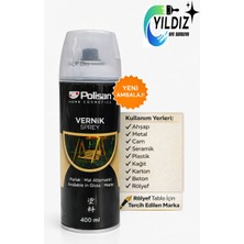 Polisan Vernik Sprey Parlak Vernik Akrilik Şeffaf Parlak 400 ml (Rölyef Tablo Vb. Için Uygun)