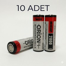 ORION 18650P 3.7V 2000mAh Şarj Edilebilir Pil (10 adet) Dayanıklı Li-Ion Pil Kimyası