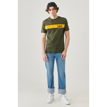 Lee Regular Fit Normal Kesim %100 Pamuk Bisiklet Yaka Haki Tişört