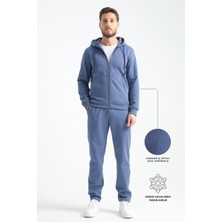 Indigo  Erkek Kışlık Eşofman Takımı Thermosoft Teknolojisi Içi Kuzu Görünümlü Regular Kalıp Minimal Logo Kapüşonlu Xl
