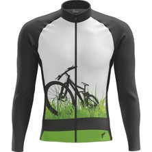 Freysport Grass Yazlık Uzun Kollu Bisiklet Forması Siyah - Beyaz XL Nefes Alabilen Kumaş