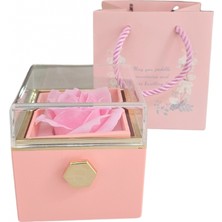 Özer Kutu Ithal Sonsuz Dönen Güllü Yüzük & Kolye Kutusu (Karton Çantalı) Pudra