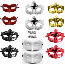 Aydogan's 12’li Renkli Parti Maskesi Seti – Siyah, Gold, Gümüş, Kırmızı, Beyaz, Mat Kırmızı