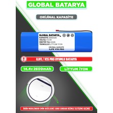 Global Batarya Ilıfe V3S Pro Uyumlu Robot Süpürge Bataryası 14.8V 2600MAH Li-Ion Pil (Orijinal Kapasite)