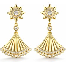 Leo'Stone Yelpaze Tasarım Xuping 14K Altın Kaplama Kadın Çelik Küpe Altın