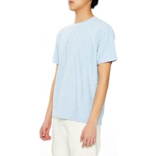 F21 Kadife Dokulu Geometrik Desenli Tişört