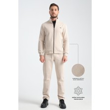Bej Erkek Kışlık Eşofman Takımı Thermosoft Teknolojisi Içi Kuzu Görünümlü Regular Kalıp 3xl