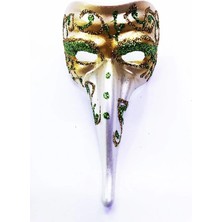 Aydogan's Yeşil Renk Işlemeli Seramik Malzemeden Imal Venedik Uzun Maske Magnet