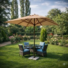 Erta 3 Metre Kare Ahşap Iskeletli Bahçe Şemsiyesi Tüm Renk Seçenekleriyle Taban Ayak Dahil Değildir