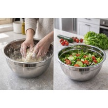 Shopping Fashion Karıştırma Kabı – Çok Amaçlı Hamur Yoğurma & Salata Karıştırma Kasesi – Parlak Çelik Mutfak Kabı