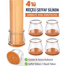 Hayveys 4'lü Keçeli Şeffaf Sandalye Masa Ayak Koruyucu