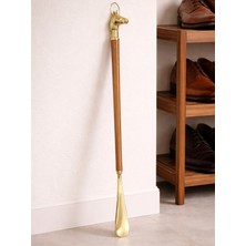 Hediye Fikri Pirinç At Tasarımı Kerata 73 cm – Ahşap Saplı Lüks Ayakkabı Çekeceği