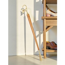 Hediye Fikri Pirinç Kedi Tasarımı Kerata 73 cm – Ahşap Saplı Lüks Ayakkabı Çekeceği