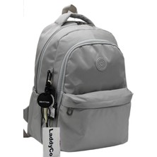 LaddyCo Saten Suya Dayanıklı Kumaş Unisex Siyah Okul Sırt Çantası 2200 Siyah