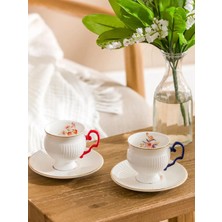 LC Waikiki Karışık Mavi Baskılı 2 Kişilik Porselen Kahve Fincan Takımı 90 ml  (S6)