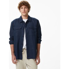 Nautica Erkek Lacivert Regular Fit Keten Gömlek W65420T.4NV