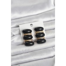 Hkursat Siyah Vintage Model Gold Renk Kadın Küpe