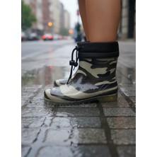 Belix Kamuflaj Desenli Unisex Potin Yağmur Botu PVC Dış Materyal 36-40 Konçlu Rahat Kullanım